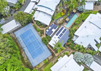 Marlin Cove top view tennis court, pool